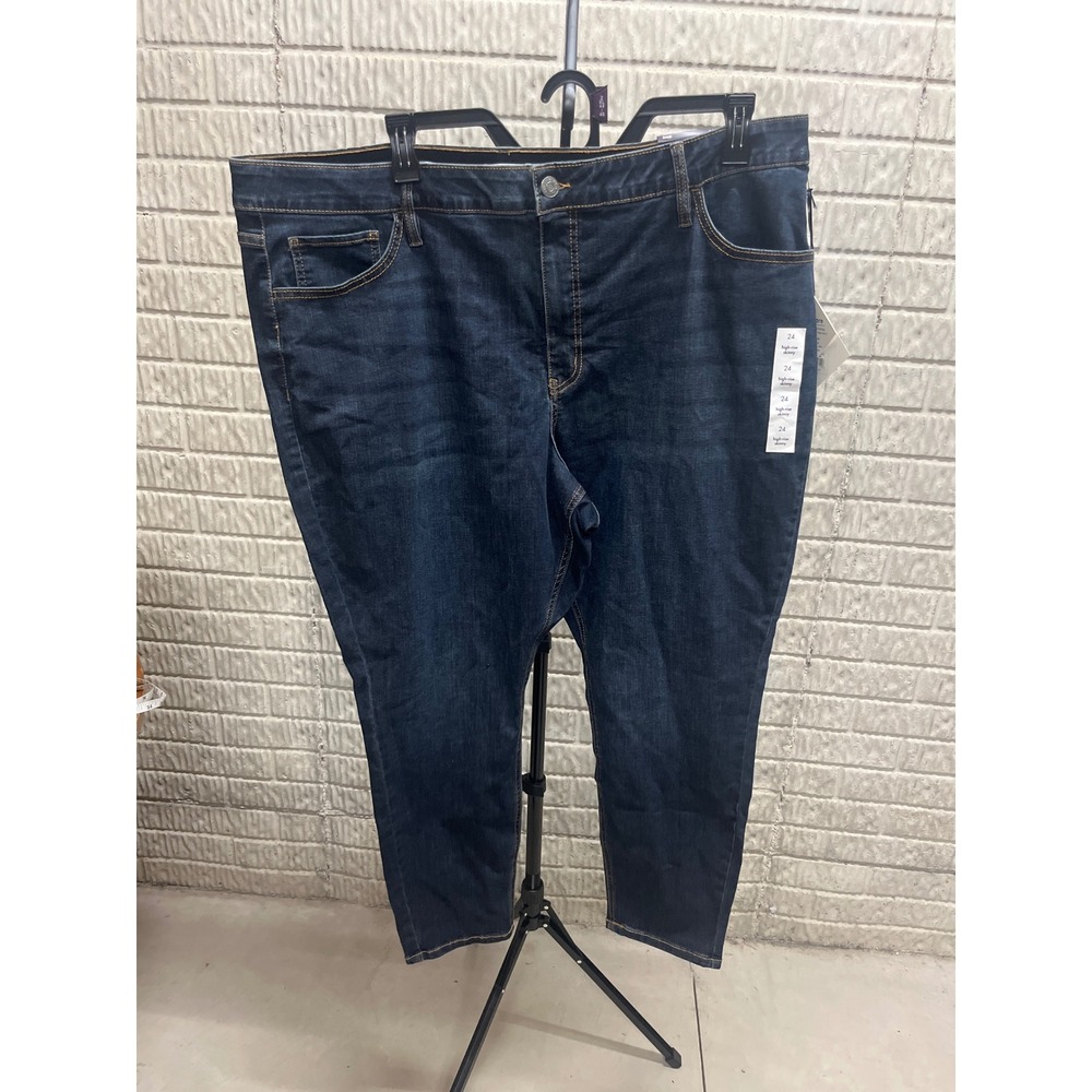 Ava & Viv Womens Plus Size 24 Dark Wash High-Rise Skinny Stretch Jeans NWT